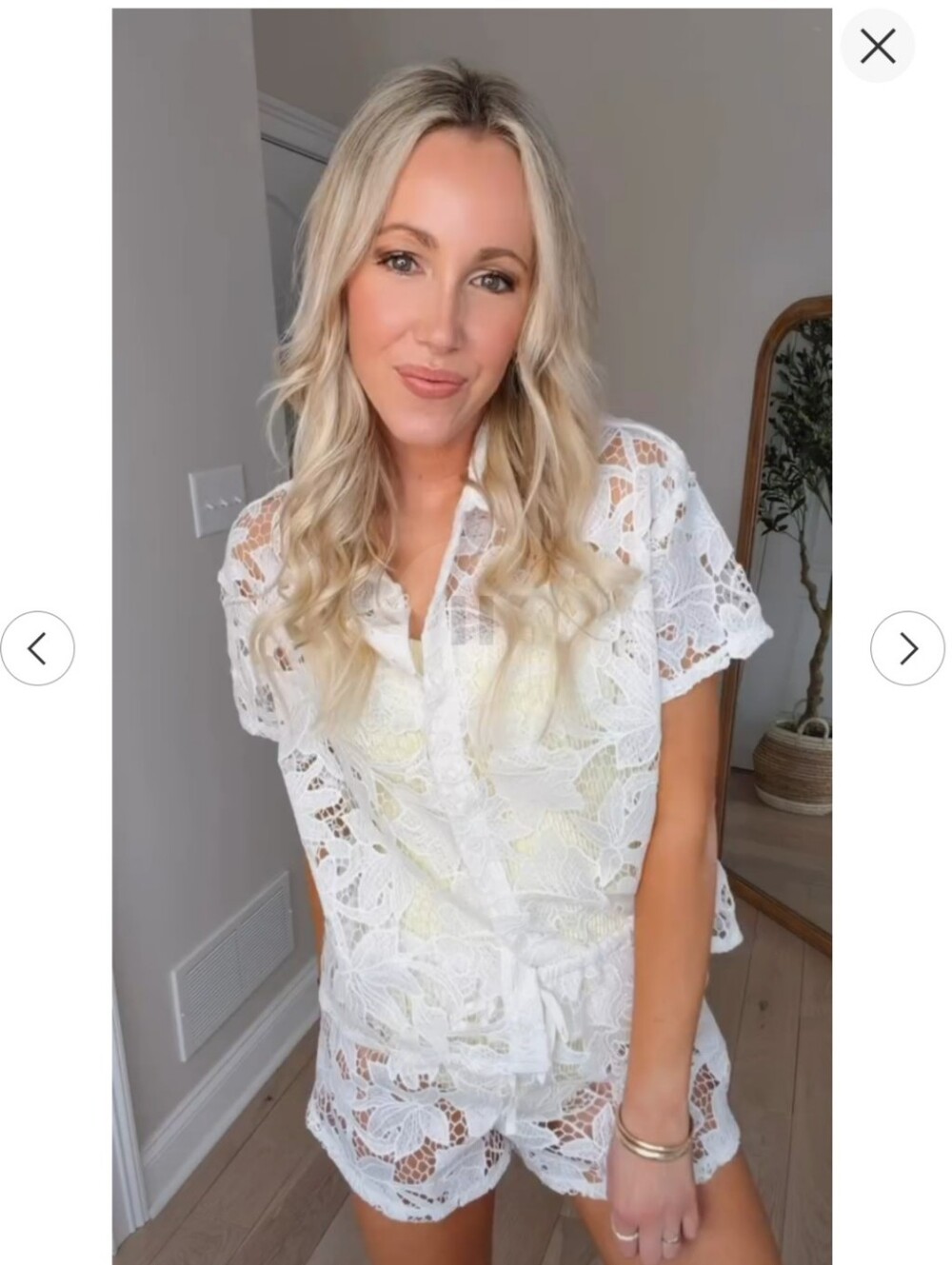 Shade & Shore White Crochet Lace Collared Top